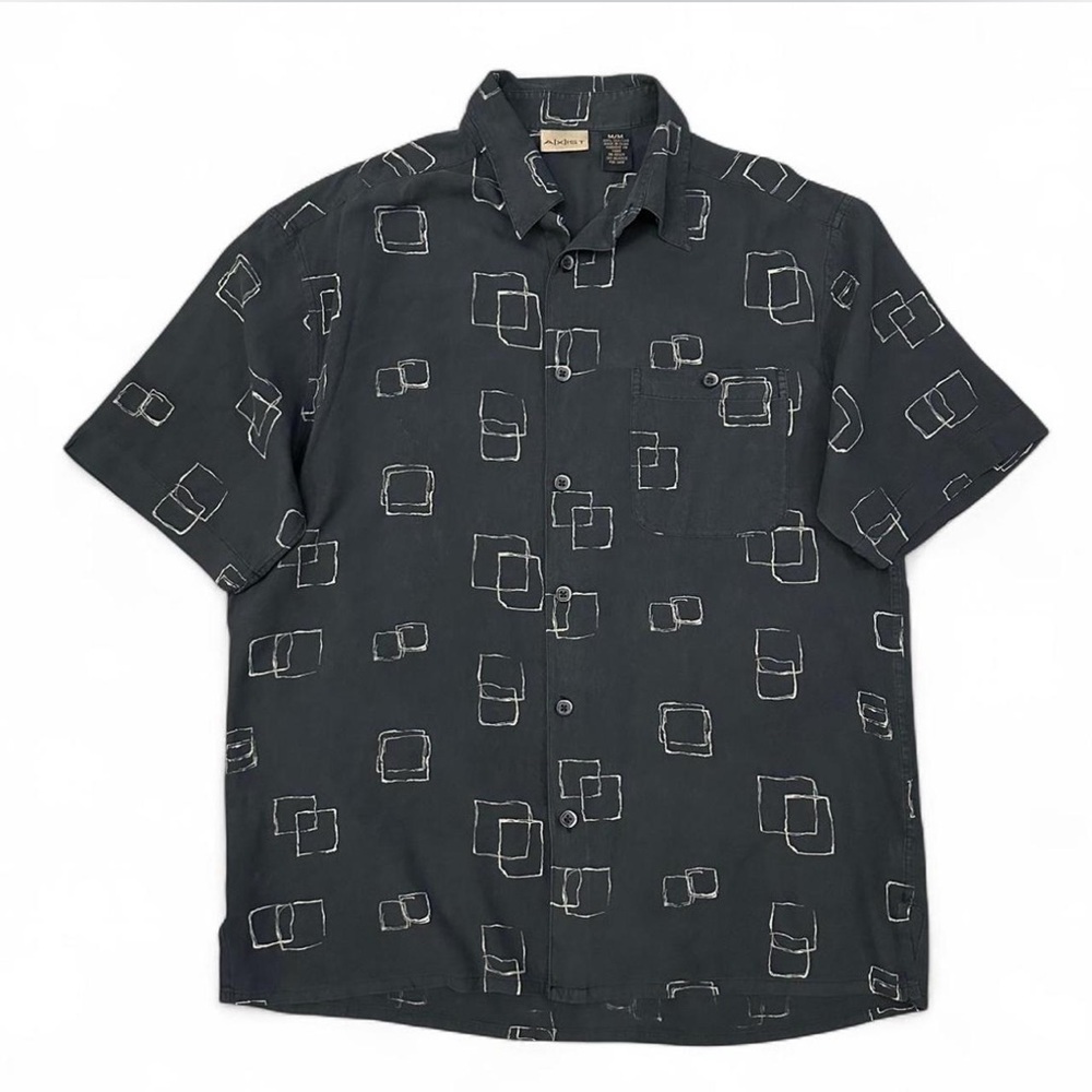 Axist Vintage 100% Silk Shirt with Geometric Print